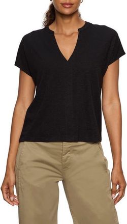 Sanctuary Organic Cotton Blend Split Neck T-Shirt in Black at Nordstrom, Size Xx-Small