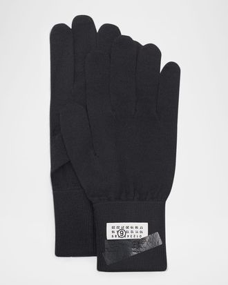 Maison Margiela Men & apos;s Numbers Trompe L & apos;oeil Tape Wool Knit Gloves
