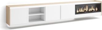 Skraut Home Skraut Home - Mueble Tv, Televisi&oacute;n, Muebles De Sal&oacute;n, Almacenaje, 315x35x50cm, Para Tv Hasta 80, Chimenea El&eacute;ctrica Xxl, Colgado, Suspendido, Led, Es