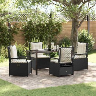 vidaXL Conjunto De Comedor De Jard&iacute;n 5 Pcs Negro Rat&aacute;n Sint&eacute;tico Vidaxl