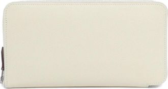 Herm&egrave;s Rose Purple Epsom Leather Silk Long Wallet (Bi-Fold) (Pre-Owned)