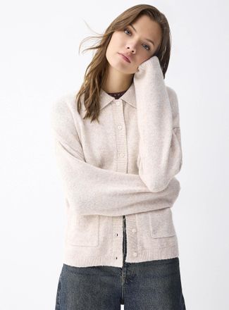 Twik Womens Patch pockets Polo Shirt-collar cardigan