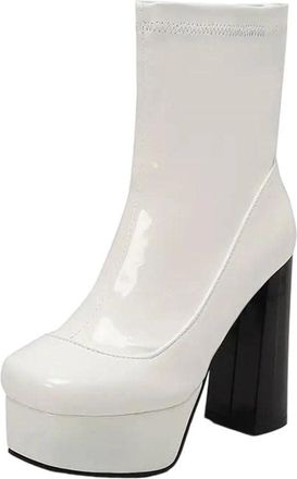 Generic Womens Patent Leather Platform Ankle Boots High Heels 12.5cm Party Club Dress Shoes