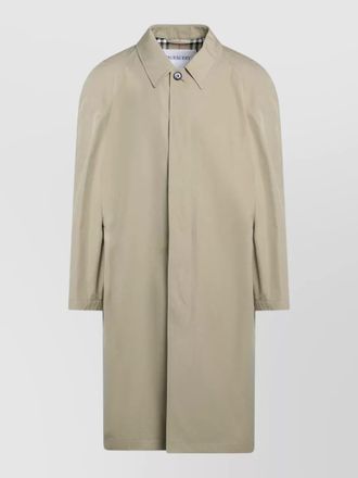 Burberry cotton long overcoat straight cut plain