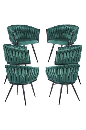 Regalos Miguel Packs Sillas Comedor - Pack 6 Sillas Widny Black Terciopelo - Verde