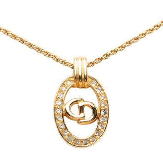 Dior Pre-owned Dior Gold Plated Strass CD Logo Oval Pendant Necklace Ladies ZLYJ7QVCT5KVHEIP