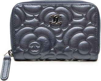 Chanel Navy Purple Leather Coin Purse/Coin Case (Pre-Owned)