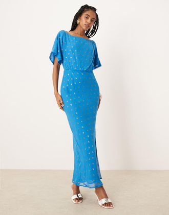 Never Fully Dressed Tilly - Vestito lungo pliss&eacute; blu metallizzato