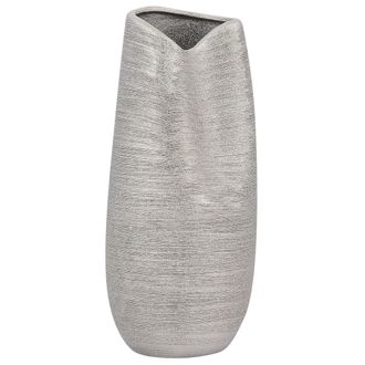 Beliani Beliani - Jarr&oacute;n Decorativo De Mesa De Gres Plateado 32 Cm Glam