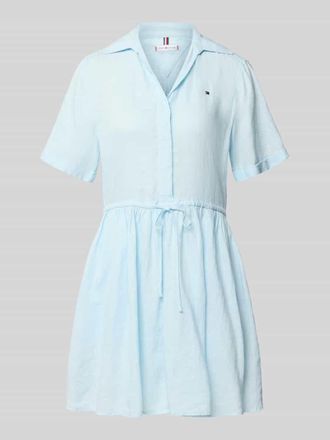 Tommy Hilfiger Ausgestelltes Freizeitkleid aus reinem Leinen in Hellblau, Gr&ouml;&szlig;e XL