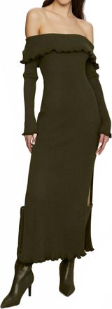 AMUR Meadow Lettuce Edge Midi Dress In Kalamata