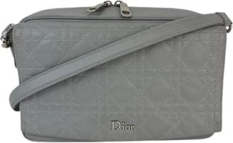 Dior Pre-owned Cannage Stardust Small Camera Crossbody Bag - Dames - Vintage Schoudertas - Grijs - ONE Size - Leer - Vintage