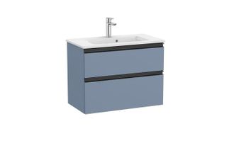 Roca Conjunto Mueble The Gap 700x380 2 Cajones + Lavabo Blanco Azul Mate