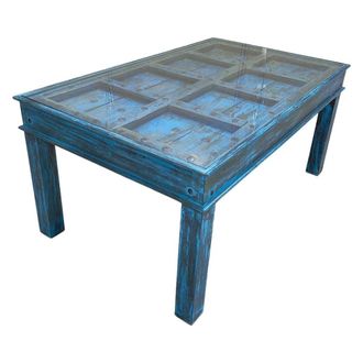 Wanderlust Deco Mesa de madera artesanal 164x101x76h cm