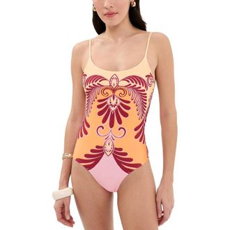 Farm Rio Farm Rio Womens Arabesc One-Piece Swimsuit, Soft Yellow