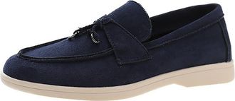 Generic Womens Casual Comfortable Suede Lightweight Driving Moccasins Classic Fashion Penny Slip on Ladies Driving Loafer Flat Shoes,Blue,6.5 UK