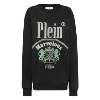 Philipp Plein Pullover Ronde Hals Marvelous - Dames - Sweatshirts - Zwart - L - Katoen - Hoodies & sweatvesten