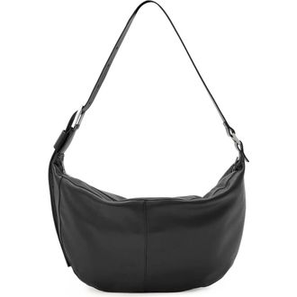 AllSaints Luna Leather Shoulder Bag in Black/Silver at Nordstrom