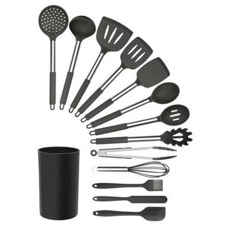 MegaChef Silicone and Stainless Steel Cooking Utensils, Set of 14 in Gray at Nordstrom