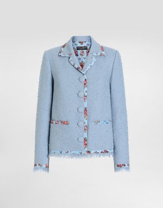 Dolce & Gabbana Single-breasted Rachel Basketweave Jacket - Woman Blazers Purple 38