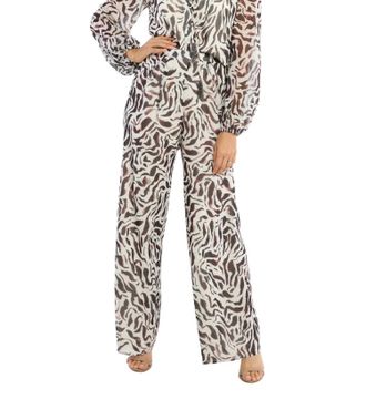 Allison New York Dorit Wide Leg Pants In Brown Zebra