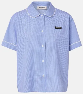 Miu Miu Camicia in popeline di cotone con pizzo
