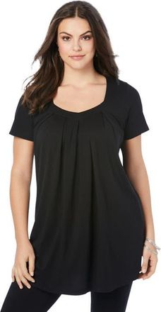 Roaman's Ultimate Pleatneck Tunic in Black at Nordstrom, Size 1X