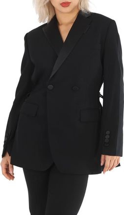 Burberry Black Wool And Taffeta Cut-out Back Tuxedo Jacket, Brand Size 6 (US Size 4)