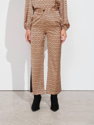 SMF Printed Satin Pant In Camel