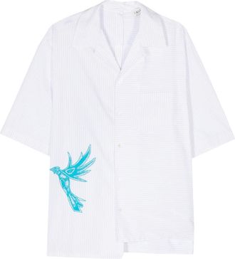 Lanvin bird-appliqué pinstriped shirt - men - Cotton/Polyester - 43 - Black