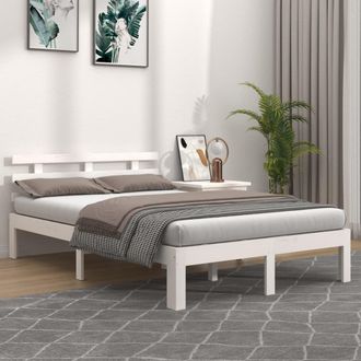 vidaXL Vidaxl - Estructura De Cama Sin Colch&oacute;n Madera Maciza Blanco 160x200 Cm