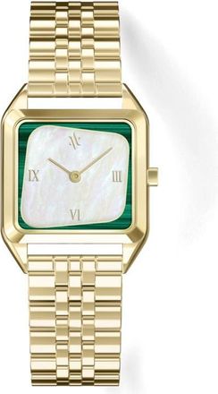 Vanna Geminus Double-Gemstone Watch in White Pearl/malachite-Gold at Nordstrom