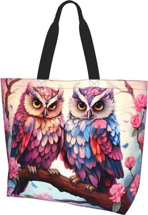 Generic Owl Flower Tote Bag Womens Shoulder Handbags Owl On Branch Shopping Bags Water-Resistant Large Handbag with Inner Pocket for Work Travel School