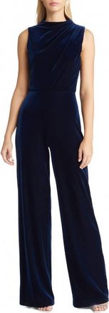 Black Halo Corrine Velvet Wide Leg Jumpsuit In Deep Wave