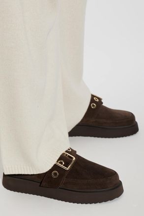 INUIKII Micro Buckle Shoes, Womens, Brown