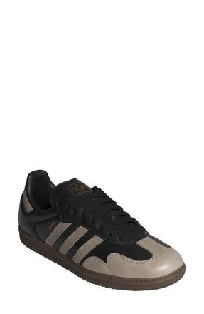 adidas Gender Inclusive Samba OG Sneaker in Core Black/Wonder Beige Gold at Nordstrom, Size 11.5 Womens