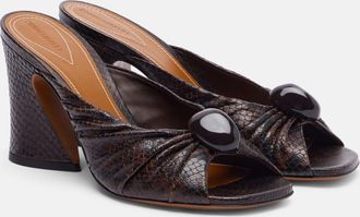 Zimmermann Mules Gleam 85 in pelle con stampa serpente