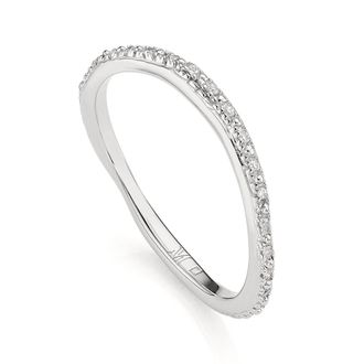 Monica Vinader Sterling Silver Riva Wave Eternity Diamond Ring Diamond