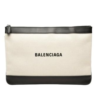 Balenciaga Pre-owned Navy Clip Clutch - - Pre-owned - Donna - Beige - ONE SIZE