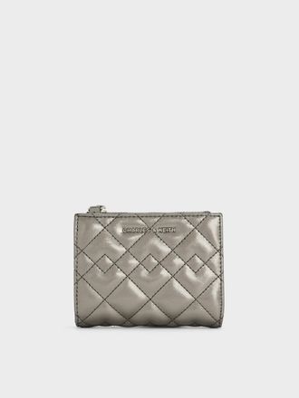Charles & Keith Duo Metallic Quilted Small Wallet