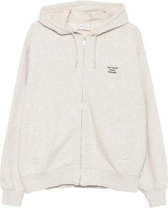 Dr&ocirc;le de Monsieur Slogan Zip Through Hoodie - Heren - Vesten met rits - Grijs - S - Katoen - Hoodies & sweatvesten
