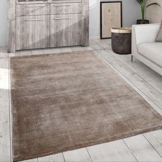 Paco Home Paco Home - Alfombra Sal&oacute;n Vintage Pelo Corto Hecha A Mano Motivo Moderno Monocolor Beige, &Oslash; 200 Cm Redon