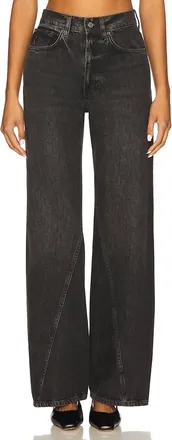 Anine Bing Brie Wide Leg Jeans In Washed Black