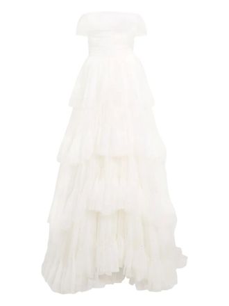 Jenny Packham Abito lungo Angel Falls - Bianco