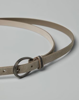 Brunello Cucinelli Womens Light Beige Leather Belt White Accessories & Slg