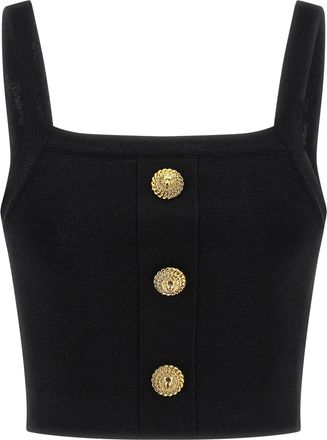 Balmain Top 3 Buttons Top Nero-Donna