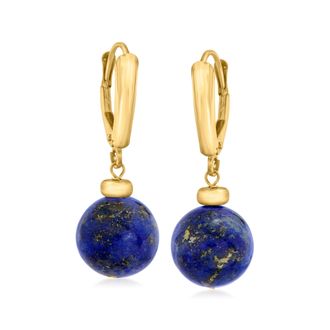 Canaria Canaria 10-11mm Lapis Bead Drop Earrings in 10kt Yellow Gold