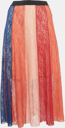 Maje Multicolor Lace Paneled Midi Skirt