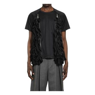 Comme Des Gar&ccedil;ons T-Shirts, male, Black, Size: L Ruffled Poly Jersey T-Shirt