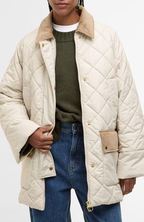 Barbour Aldburgh Quilted Jacket in Oatmeal/ancient Tart at Nordstrom, Size 14